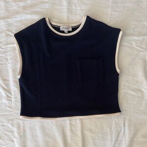 ee:some Navy Ribbed Tank with Cream Trim